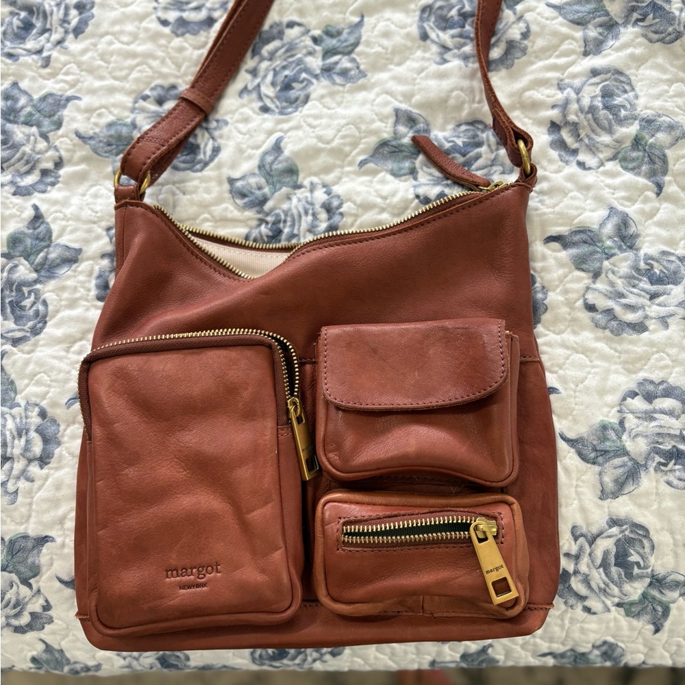 Margot Brown Leather Shoulder Bag with Adjustable Strap